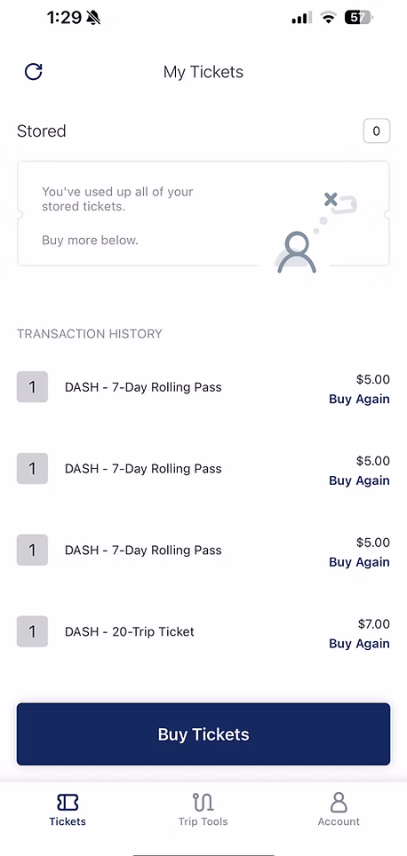 Buy Again feature interface